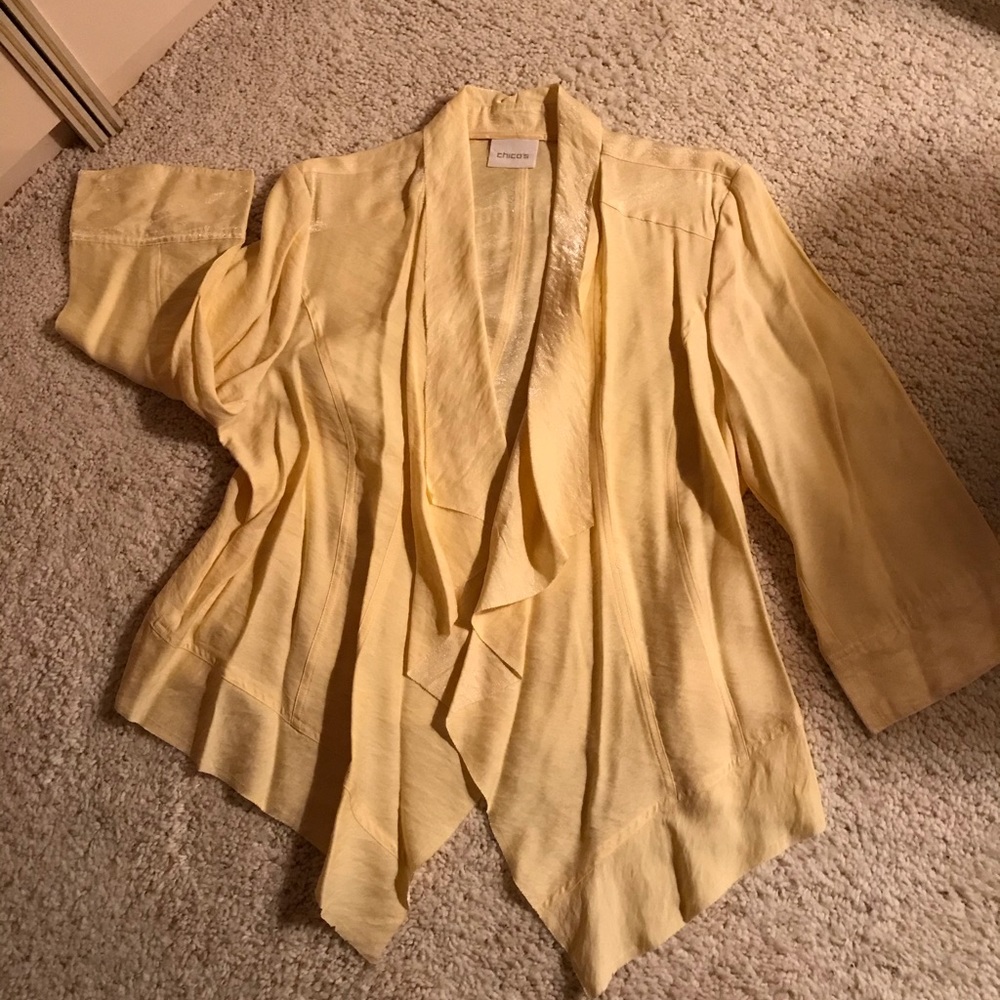 NWOT Chico’s open drape jacket XL yellow
